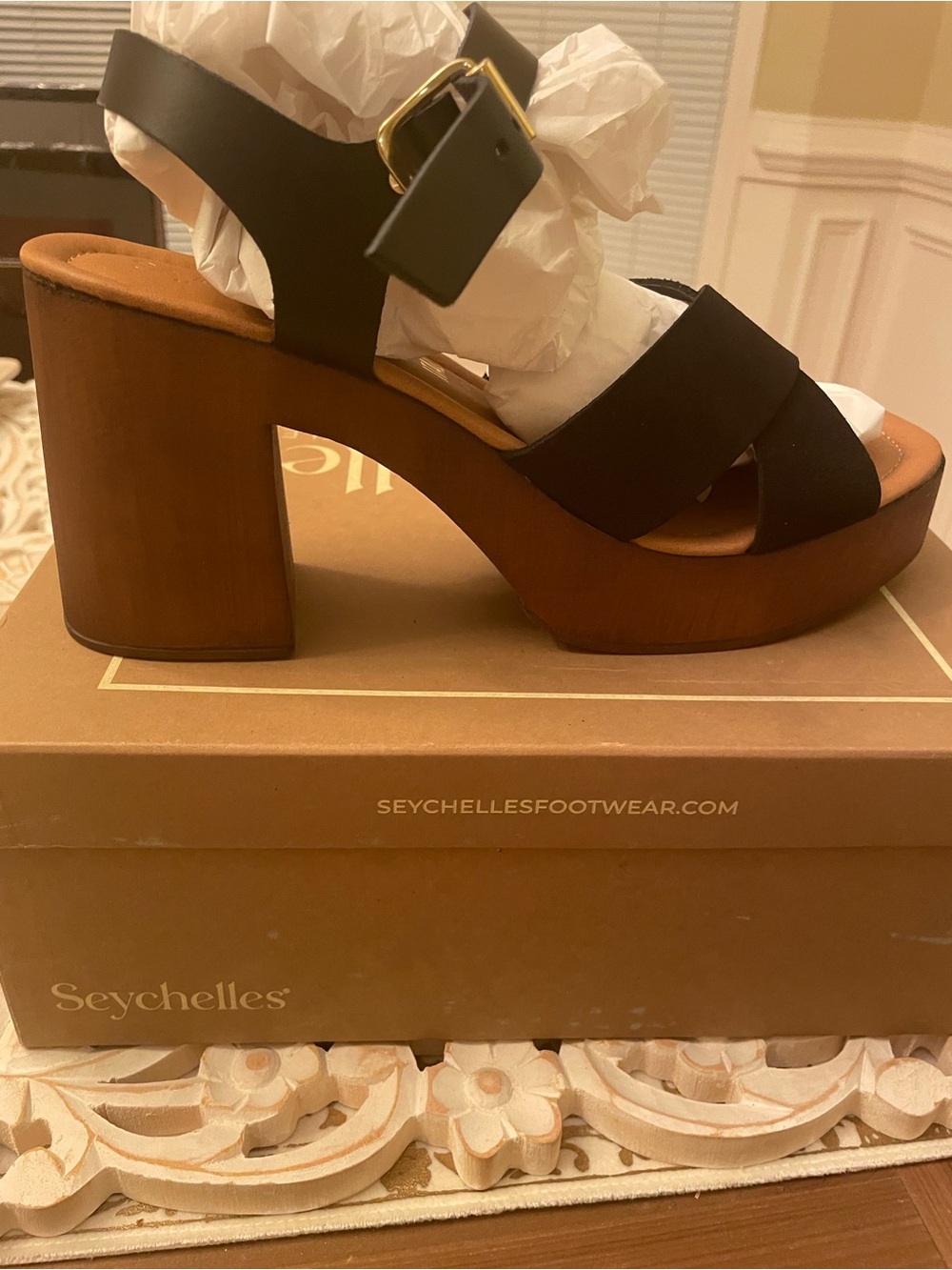 NIB-Seychelles Seychelles Paloma Black Suede Platform Sandals Women's Size 10 - Picture 8 of 11